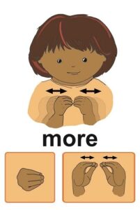 illustration of the ASL adapted sign for MORE - baby sign image by Dr. Michael Fetters