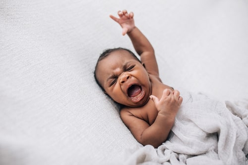 newborn sleeping -- and twitching and yawning