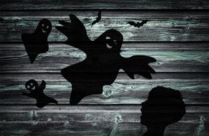shadowy, nightmare image ghosts and silhouette of a frightened child