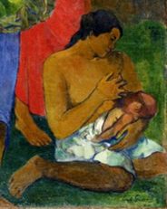 Gaugin painting detail of breastfeeding